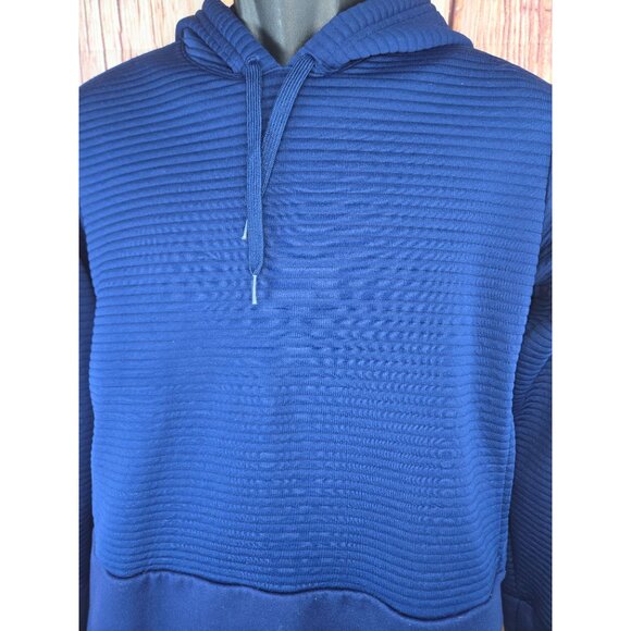 Nike Dri-Fit Mens Blue Pullover Hoodie Small Ribbed Design - Picture 3 of 7